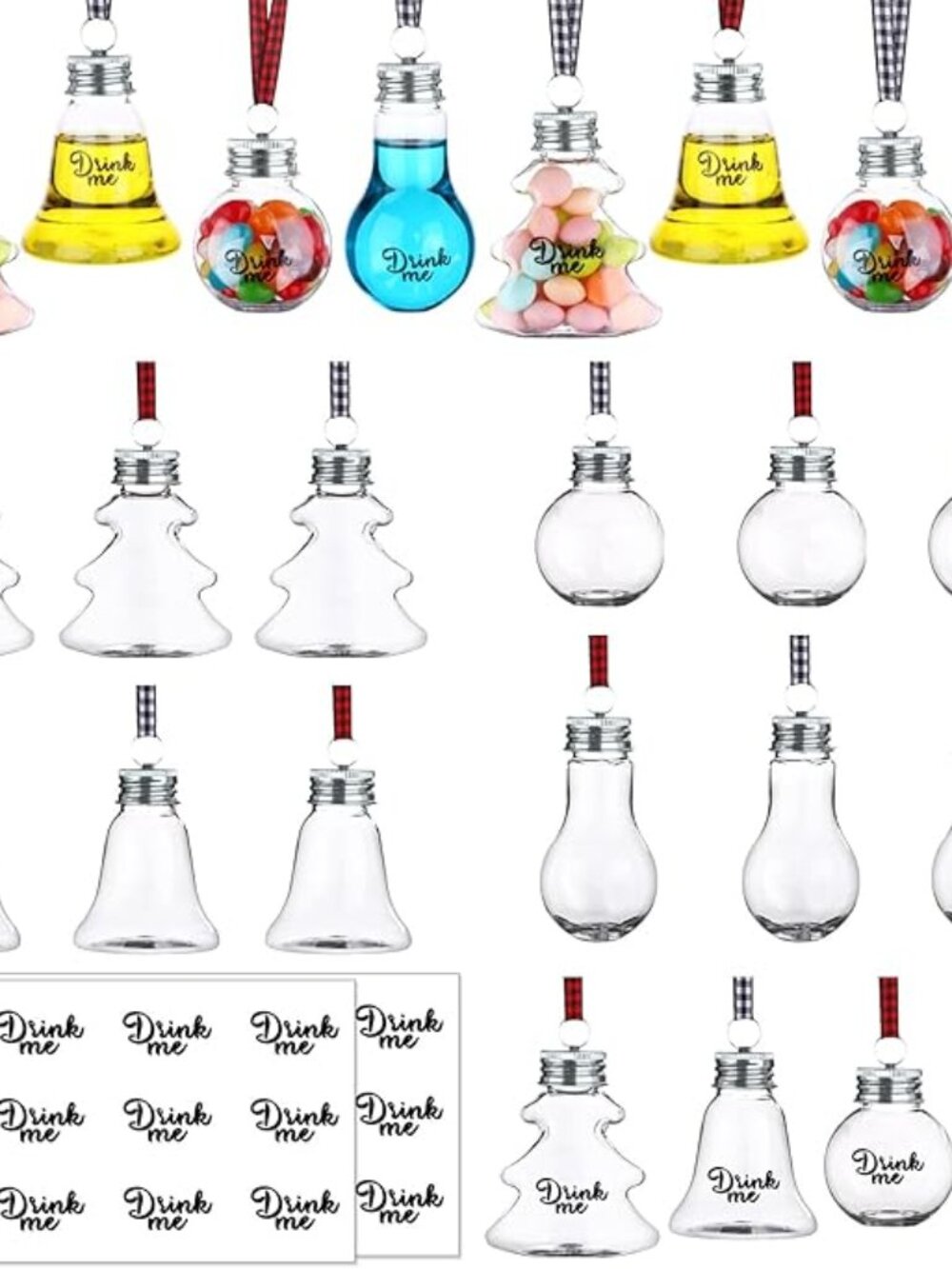 24 Pcs Christmas Booze Balls Christmas Fillable Booze Assort Style Tree Ornament